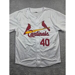 St. Louis Cardinals Baseball Jersey XL White Mens Contreras 40 Button Up Mesh